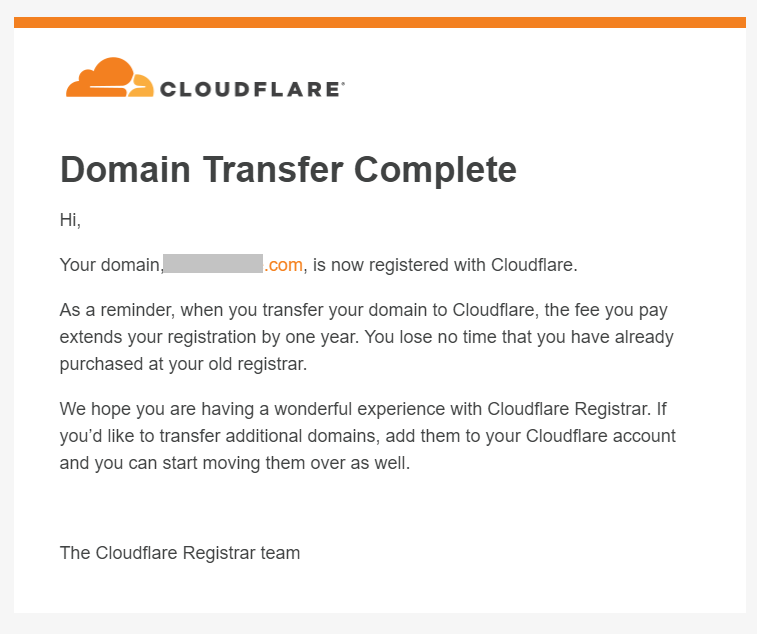 Cloudflare Registrarへのドメイン移管完了