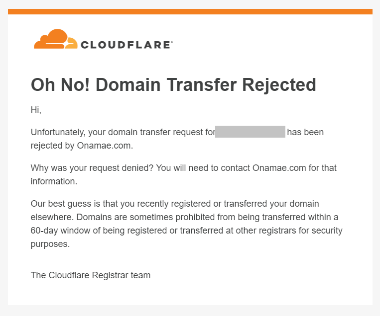 Cloudflare Resistrarの設定エラー